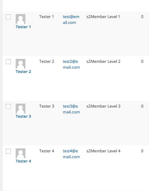 List of Test Users